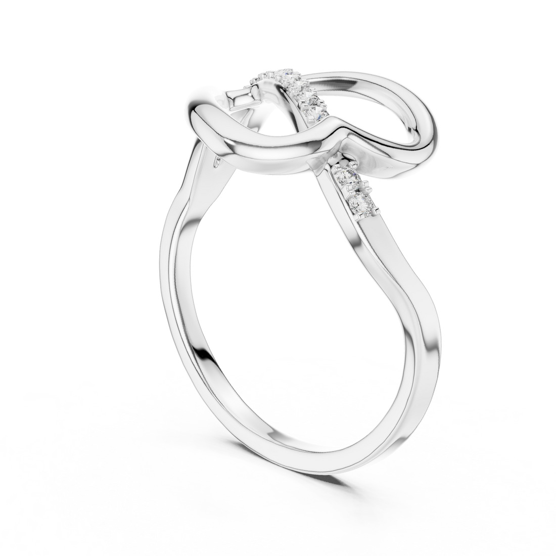 Round Cut Diamond Infinity Twist Band with Pavé Detail