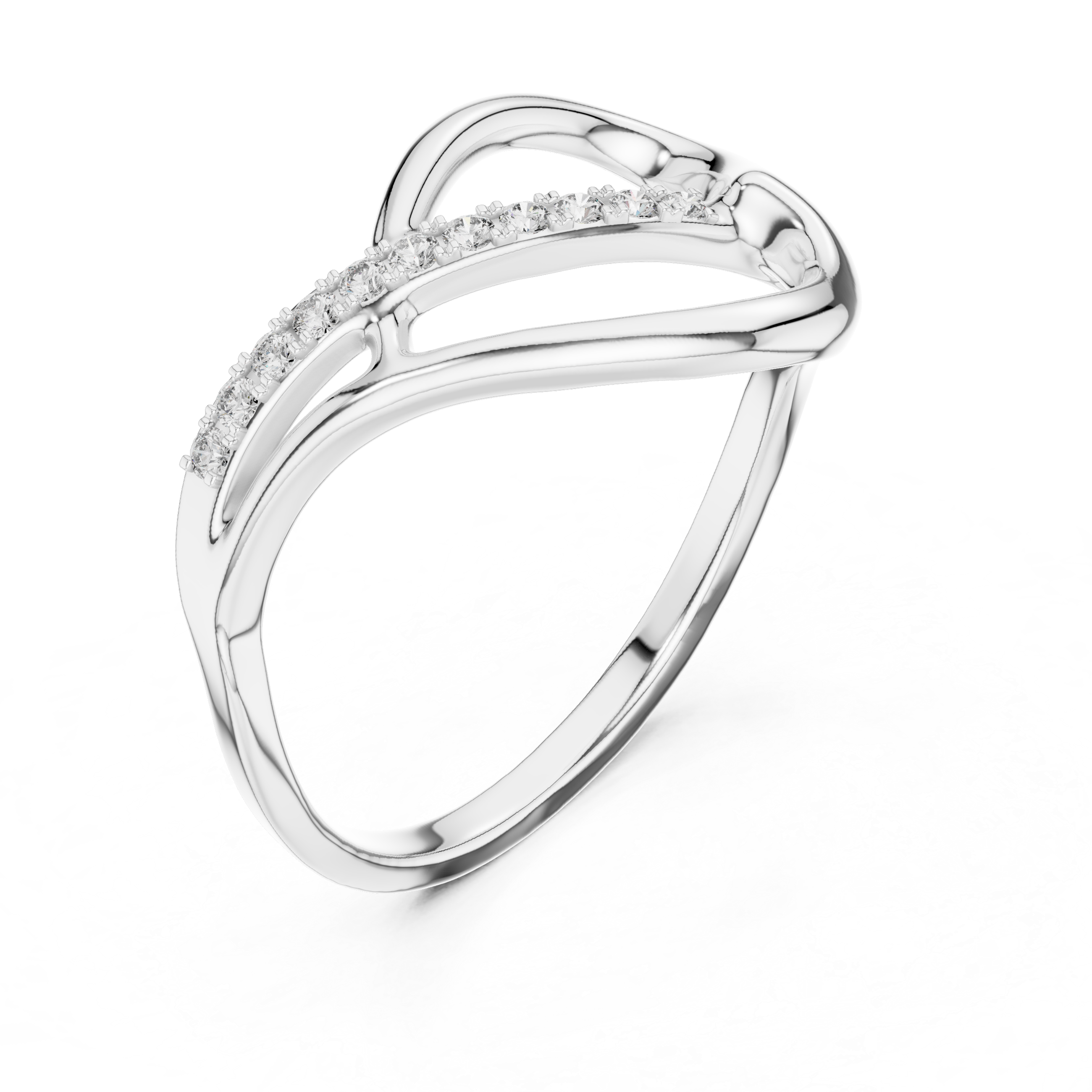 Round Cut Diamond Infinity Twist Band with Pavé Detail