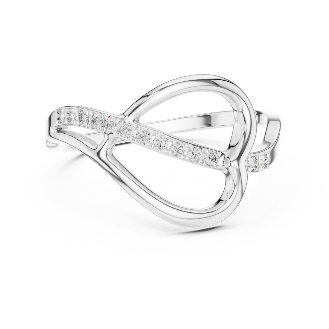 Round Cut Diamond Infinity Twist Band with Pavé Detail