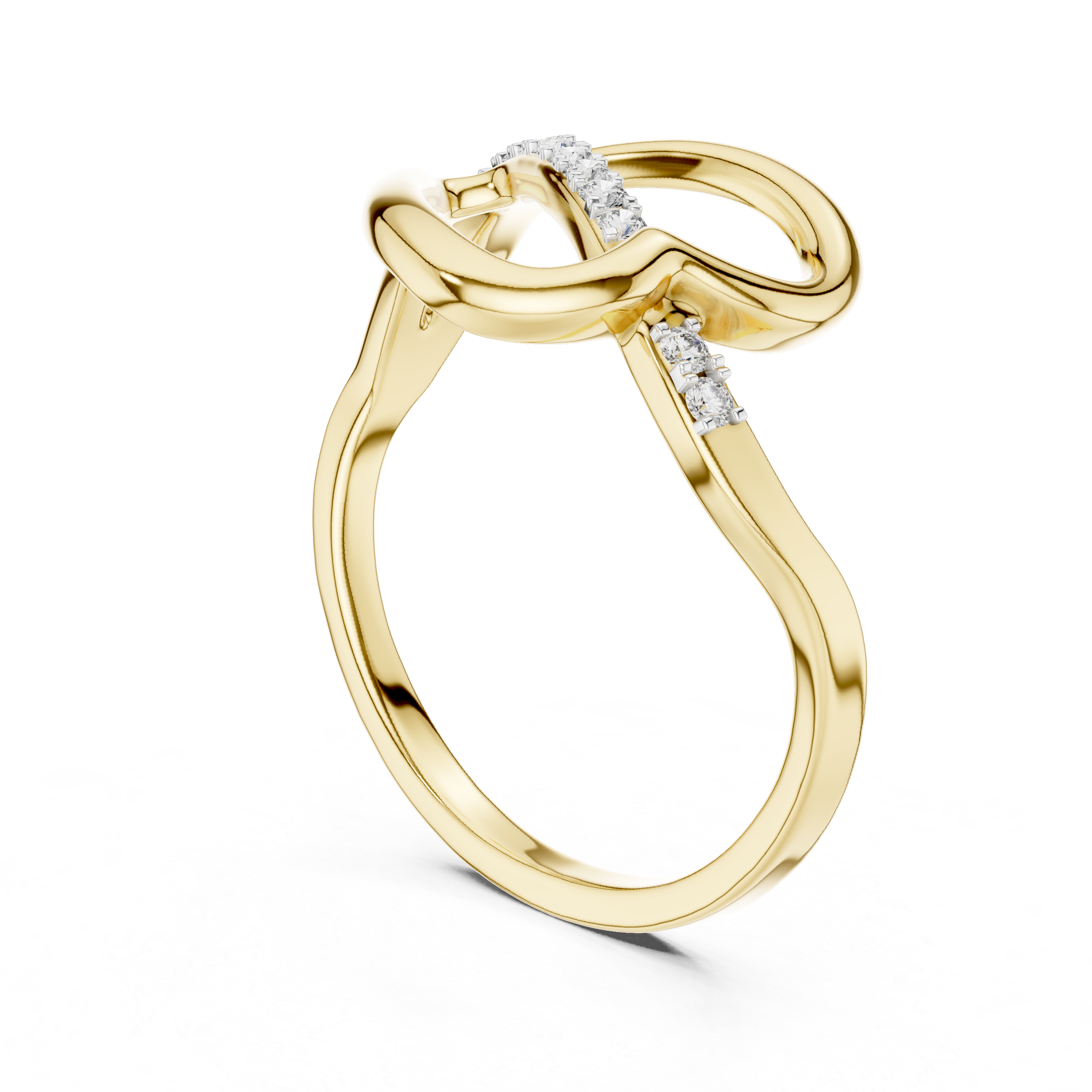 Round Cut Diamond Infinity Twist Band with Pavé Detail