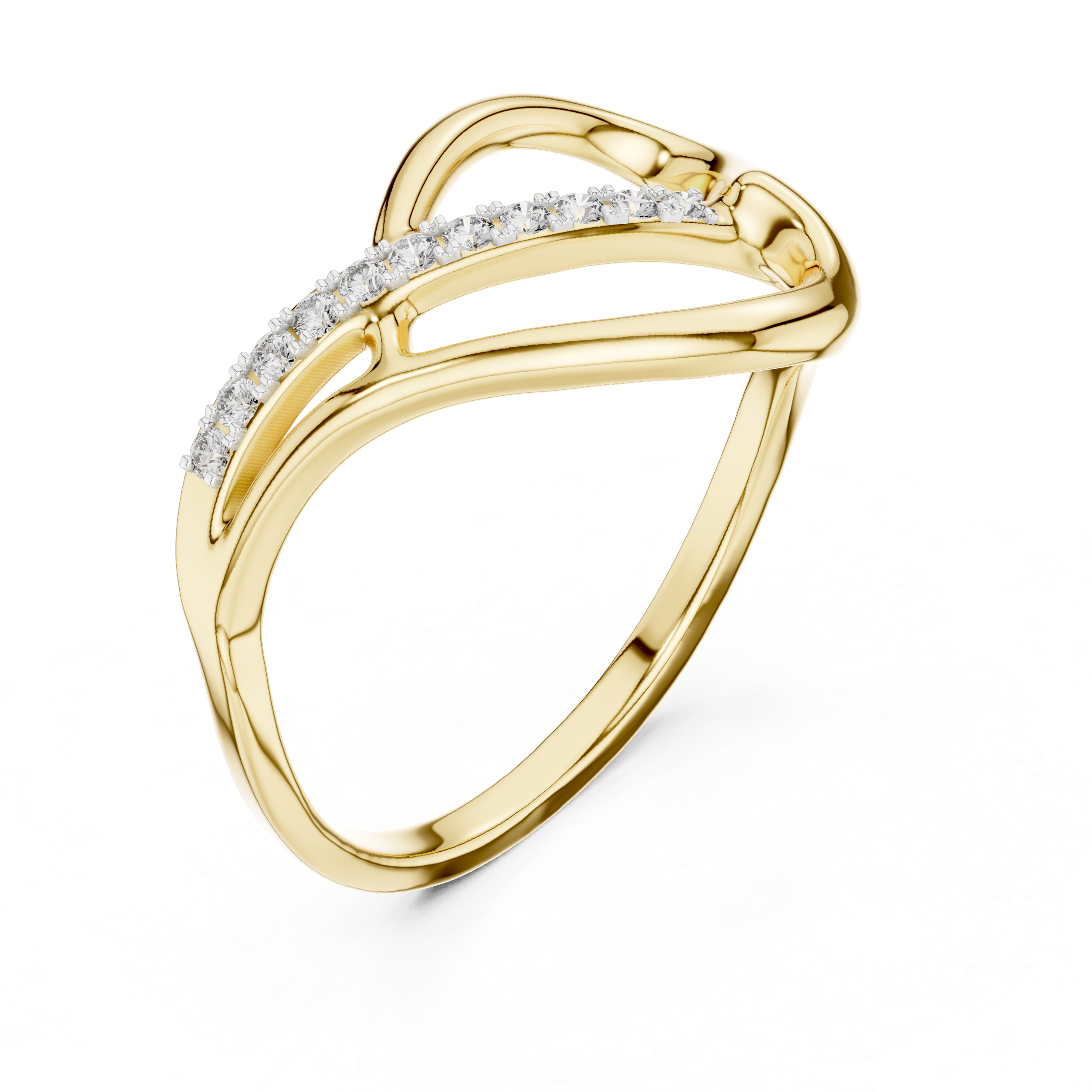 Round Cut Diamond Infinity Twist Band with Pavé Detail