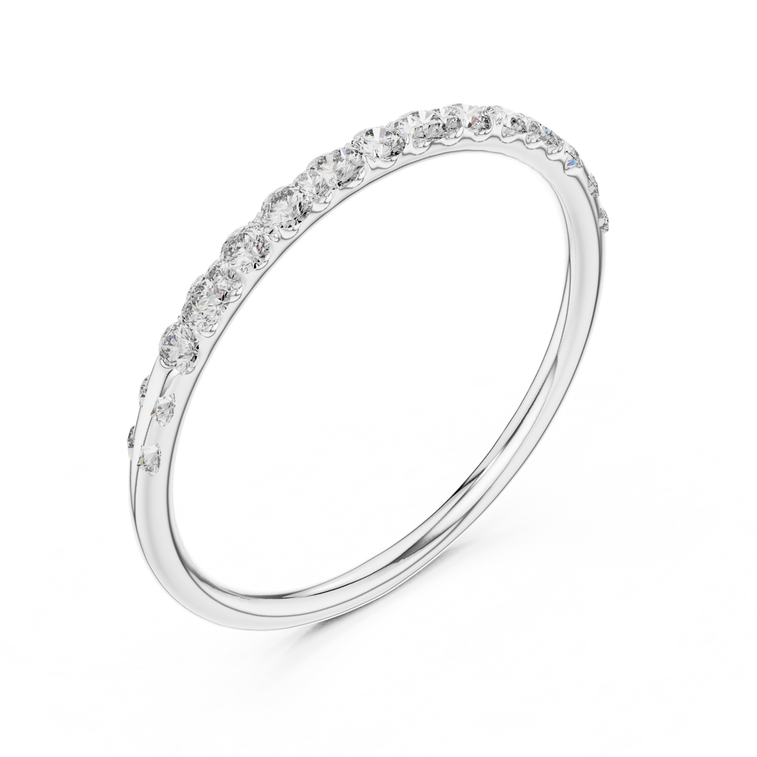 Round Cut Diamond Pavé Band Ring with Seamless Brilliance