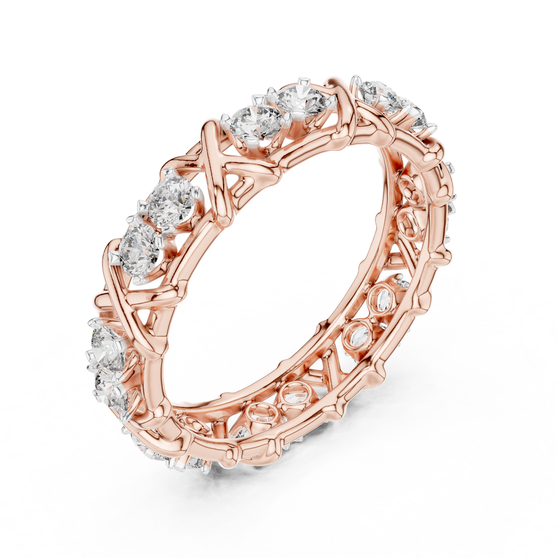 Round Cut Diamond Evil Eye Charm Band Ring