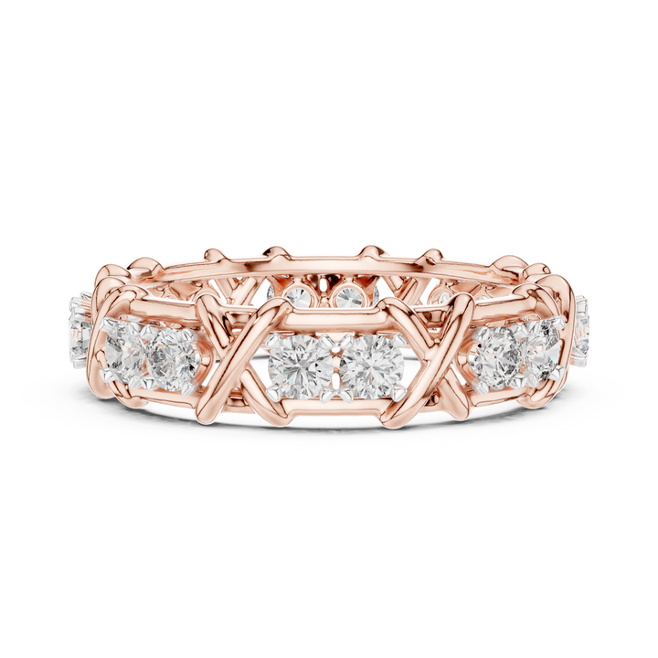 Round Cut Diamond Evil Eye Charm Band Ring