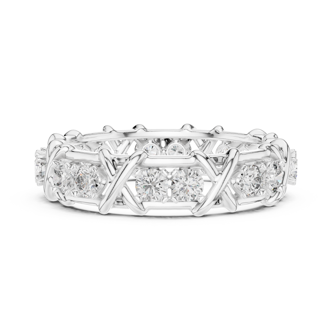 Round Cut Diamond Evil Eye Charm Band Ring