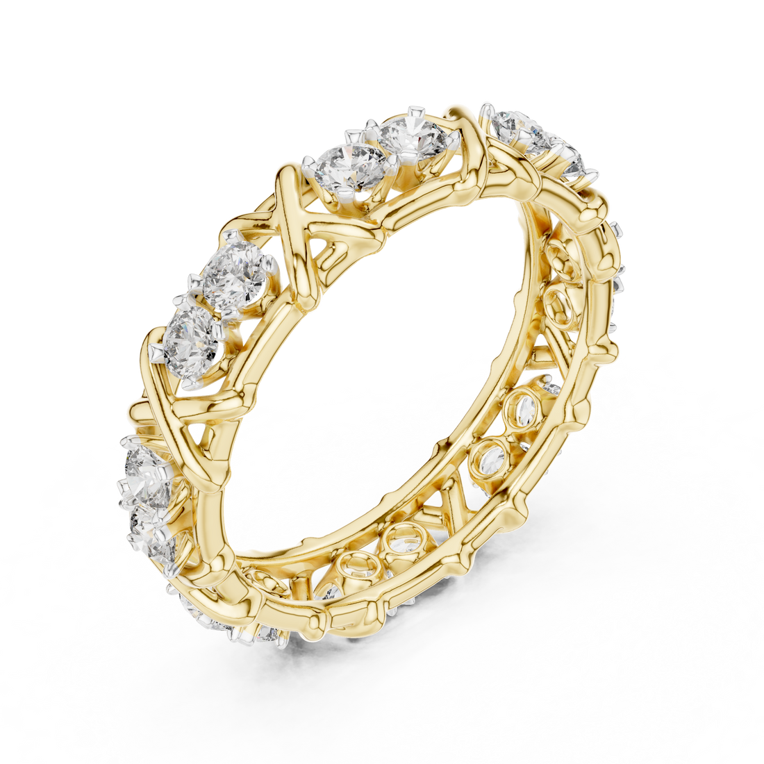 Round Cut Diamond Evil Eye Charm Band Ring