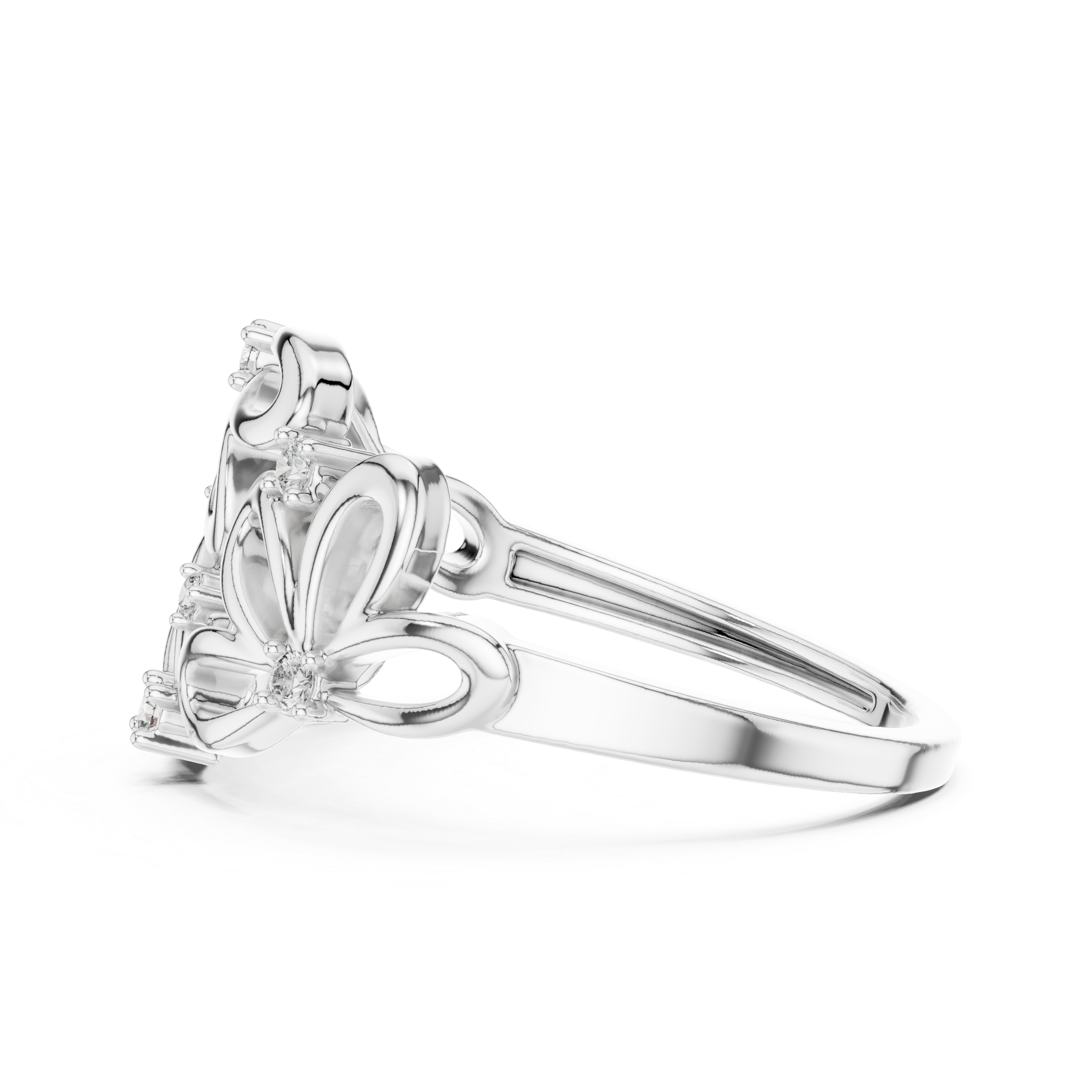 Round Cut Diamond Organic Loop Floral Ring