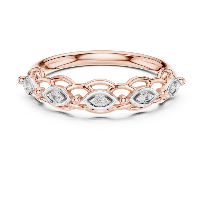 Round Cut Diamond Marquise Motif Openwork Band Ring