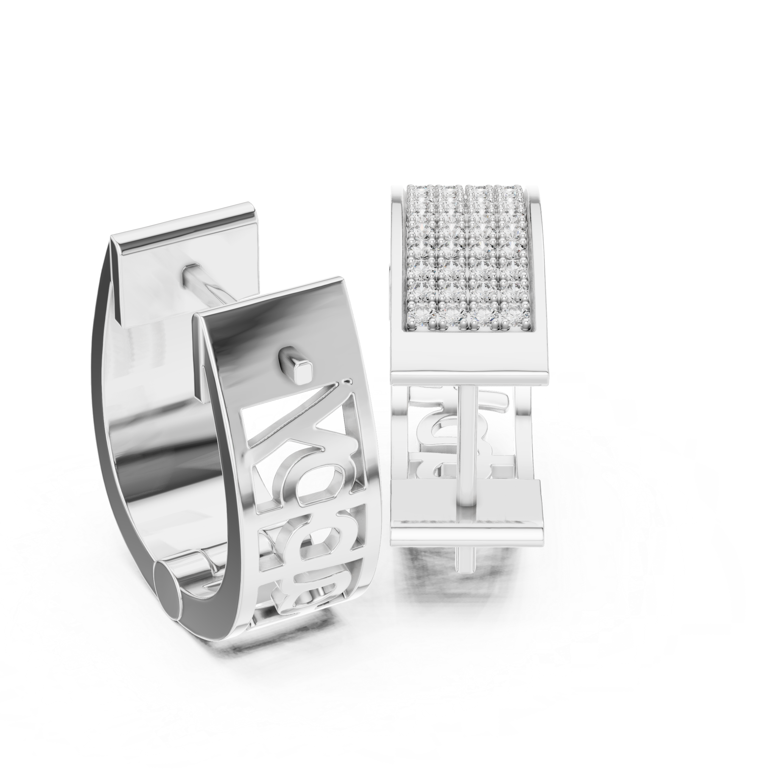 Radiant Pavé Round Diamond Huggie Hoop Earrings with Multi-Row Brilliance