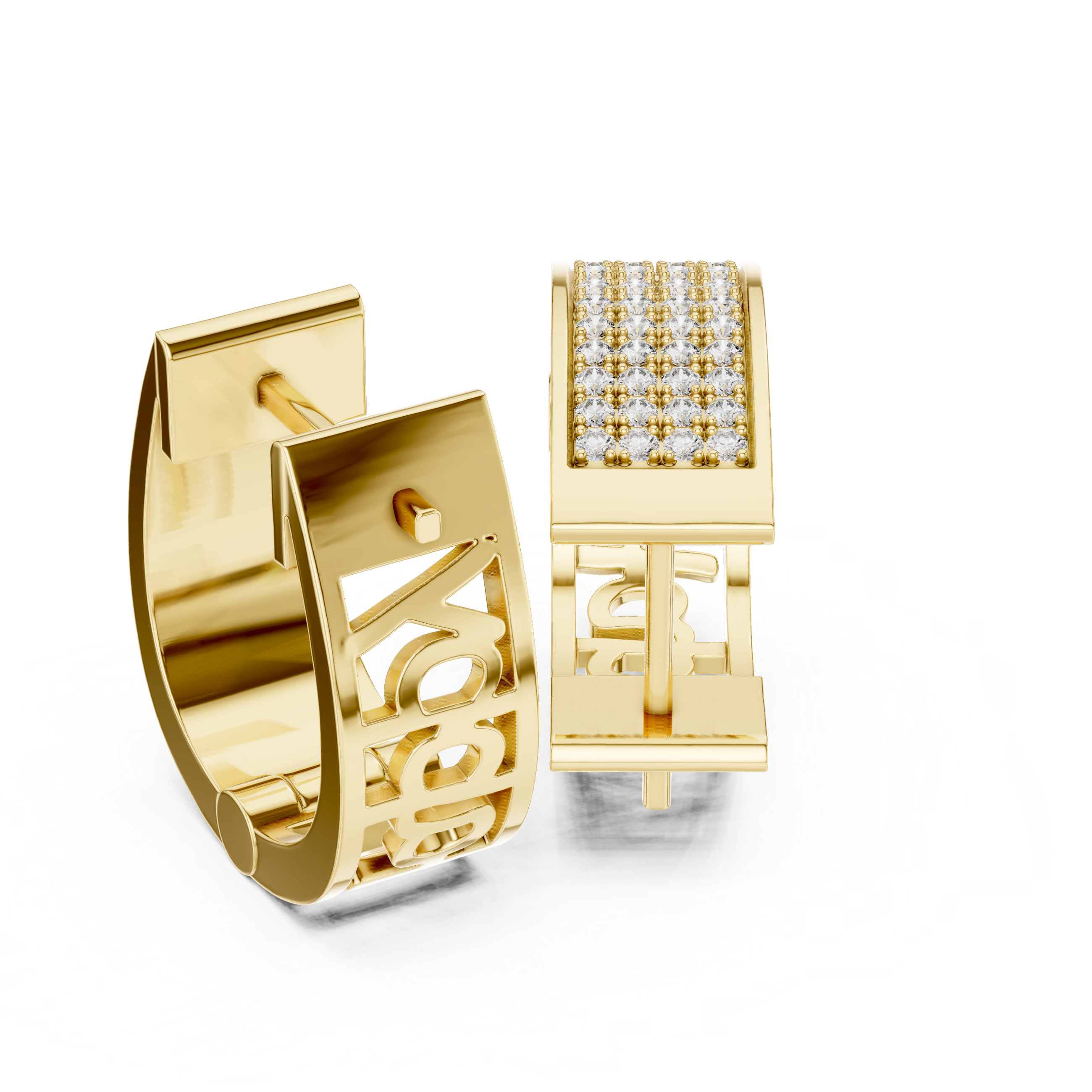 Radiant Pavé Round Diamond Huggie Hoop Earrings with Multi-Row Brilliance