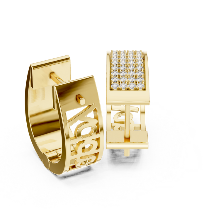 Radiant Pavé Round Diamond Huggie Hoop Earrings with Multi-Row Brilliance