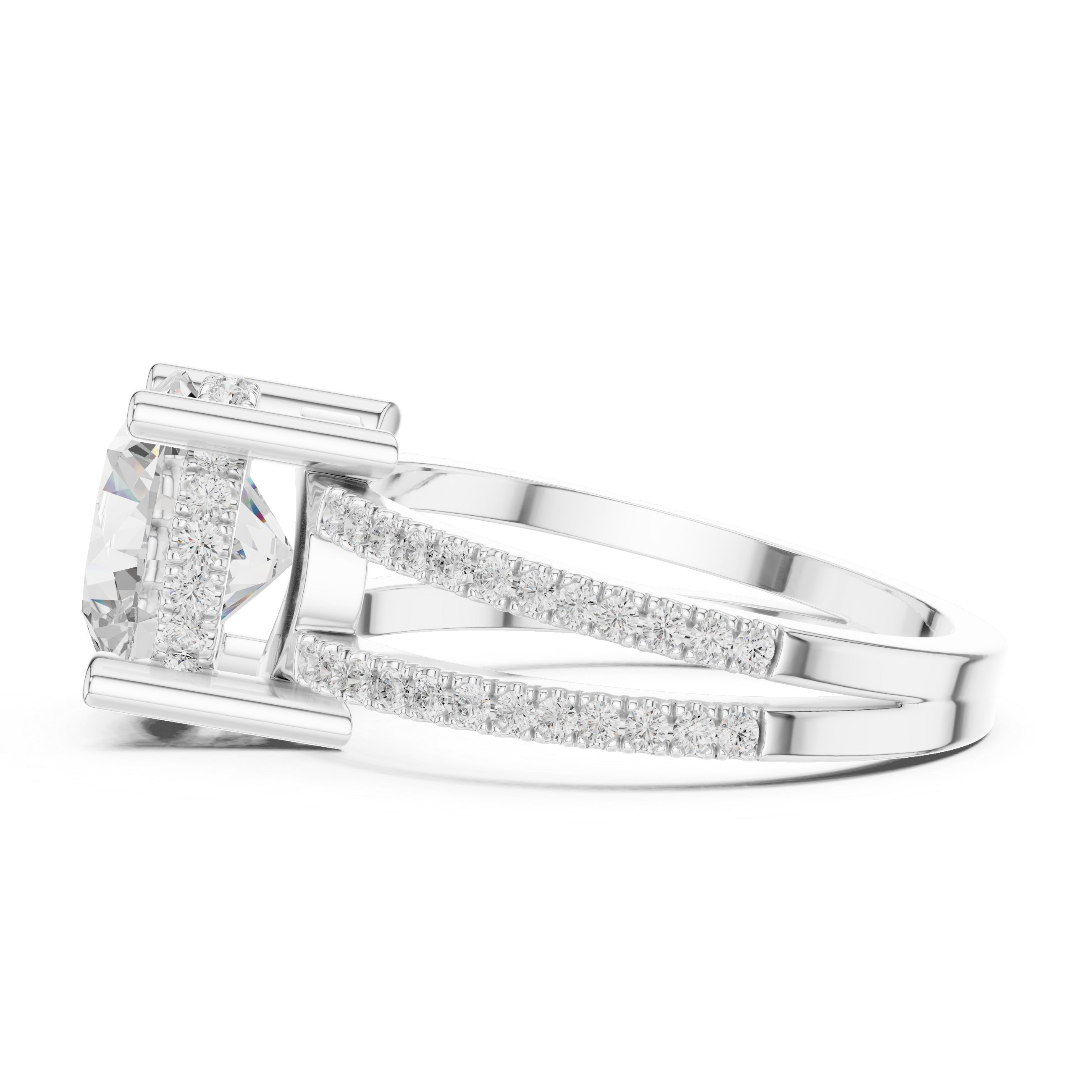 Solitaire engagement ring with elegant prong setting.