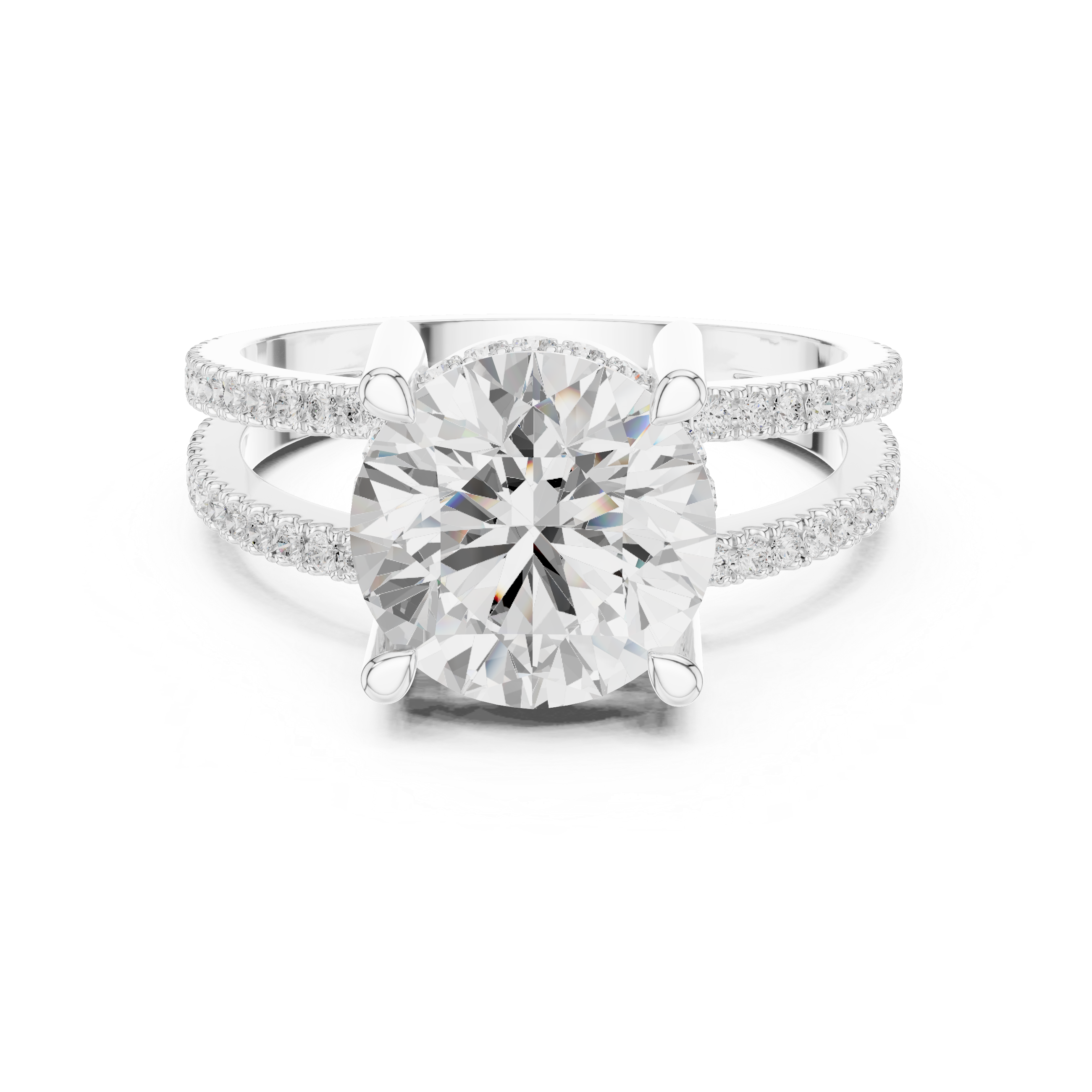 Halo engagement ring with brilliant diamond border.