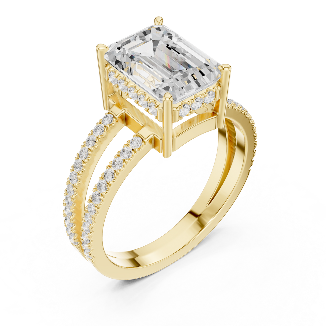 Halo cocktail ring with diamond border.