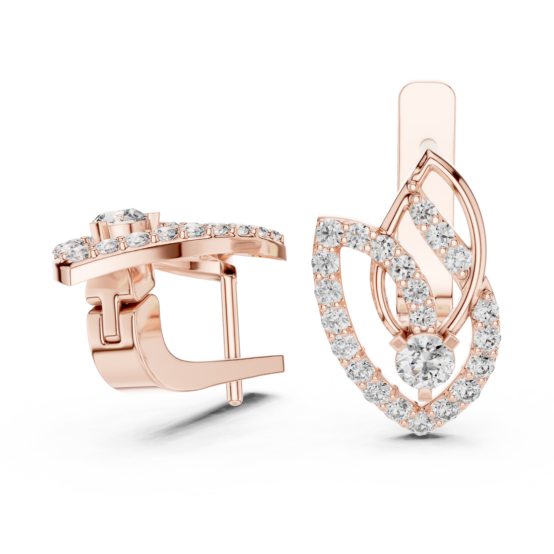 Brilliant Round Diamond Pavé Layered Teardrop Drop Earrings