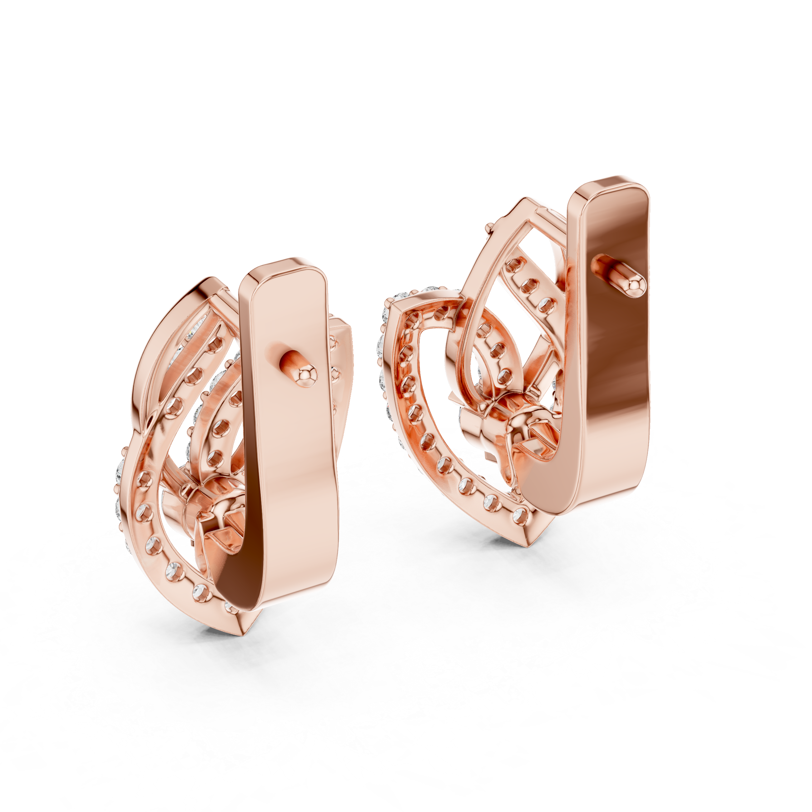 Brilliant Round Diamond Pavé Layered Teardrop Drop Earrings