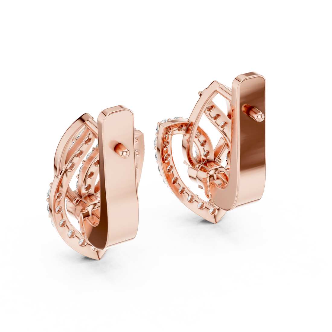 Brilliant Round Diamond Pavé Layered Teardrop Drop Earrings