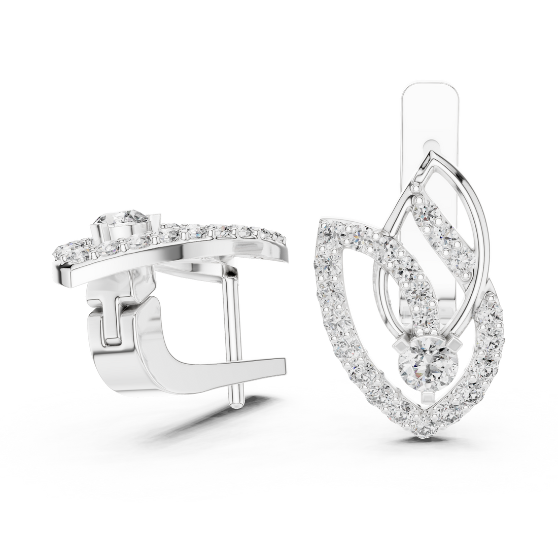 Brilliant Round Diamond Pavé Layered Teardrop Drop Earrings