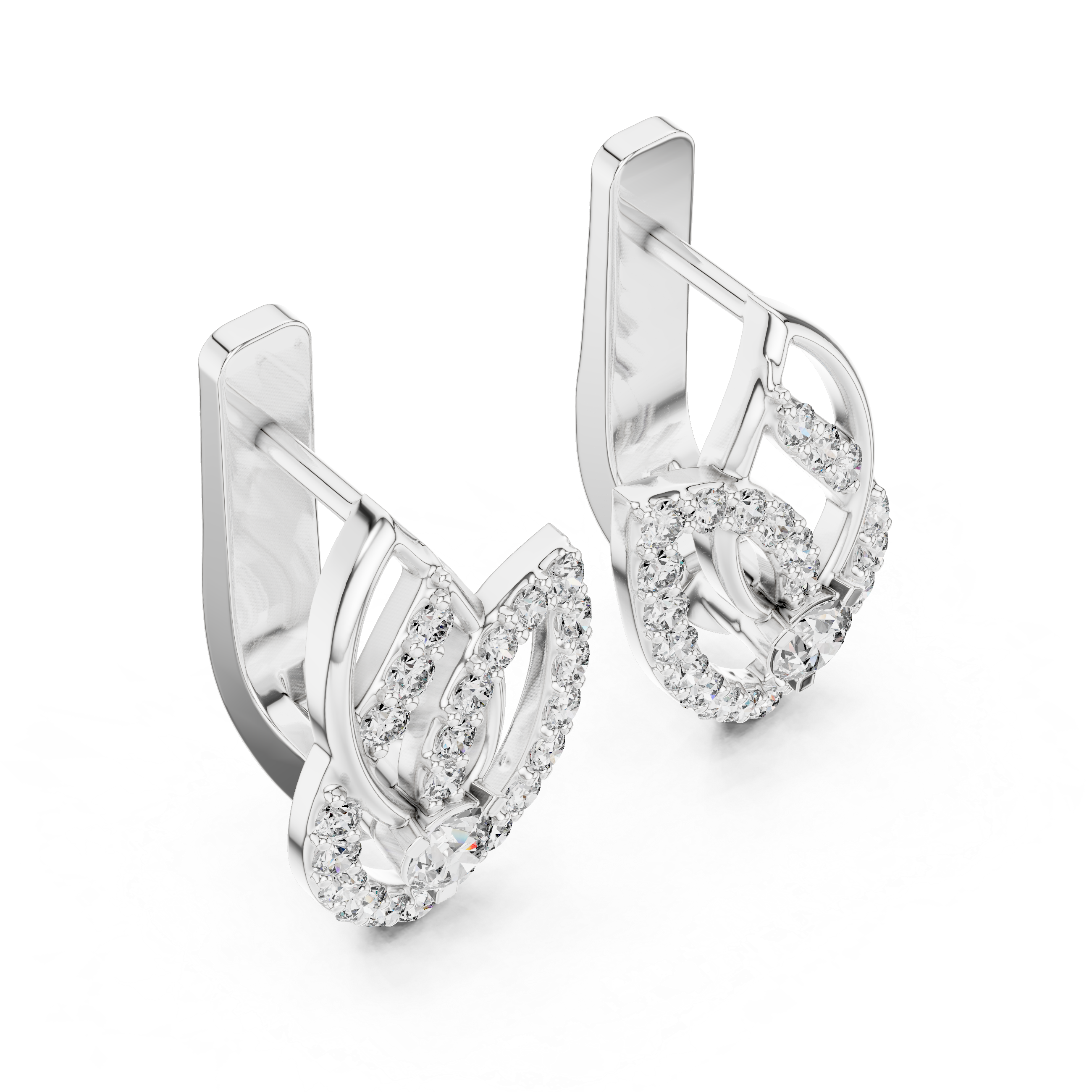 Brilliant Round Diamond Pavé Layered Teardrop Drop Earrings