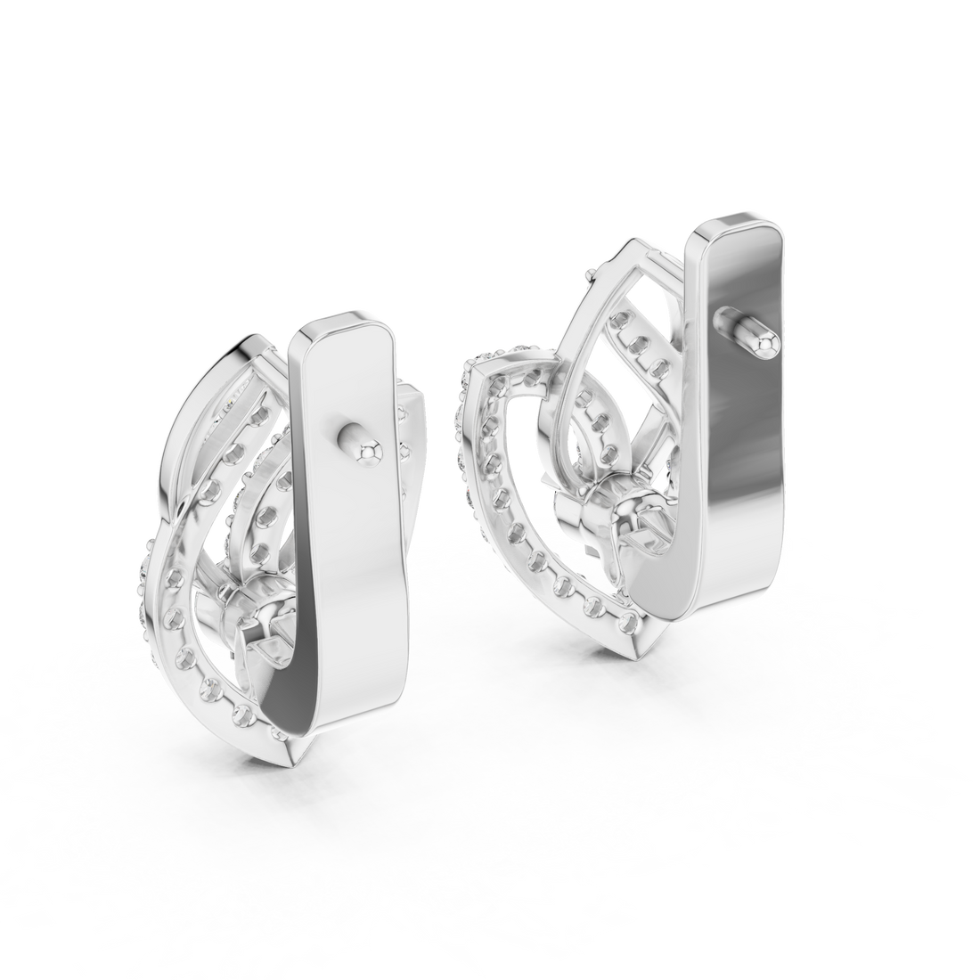 Brilliant Round Diamond Pavé Layered Teardrop Drop Earrings