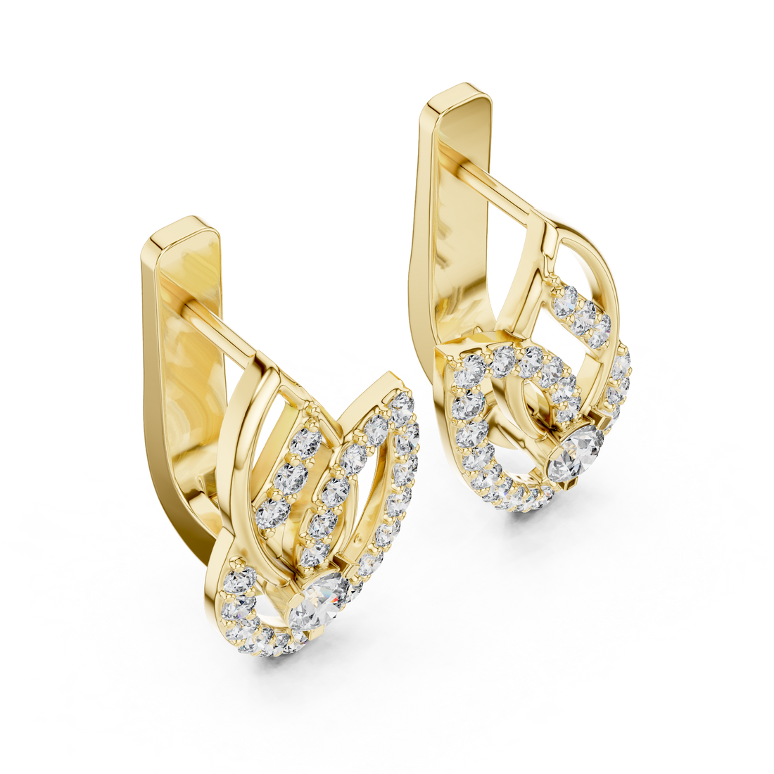 Brilliant Round Diamond Pavé Layered Teardrop Drop Earrings