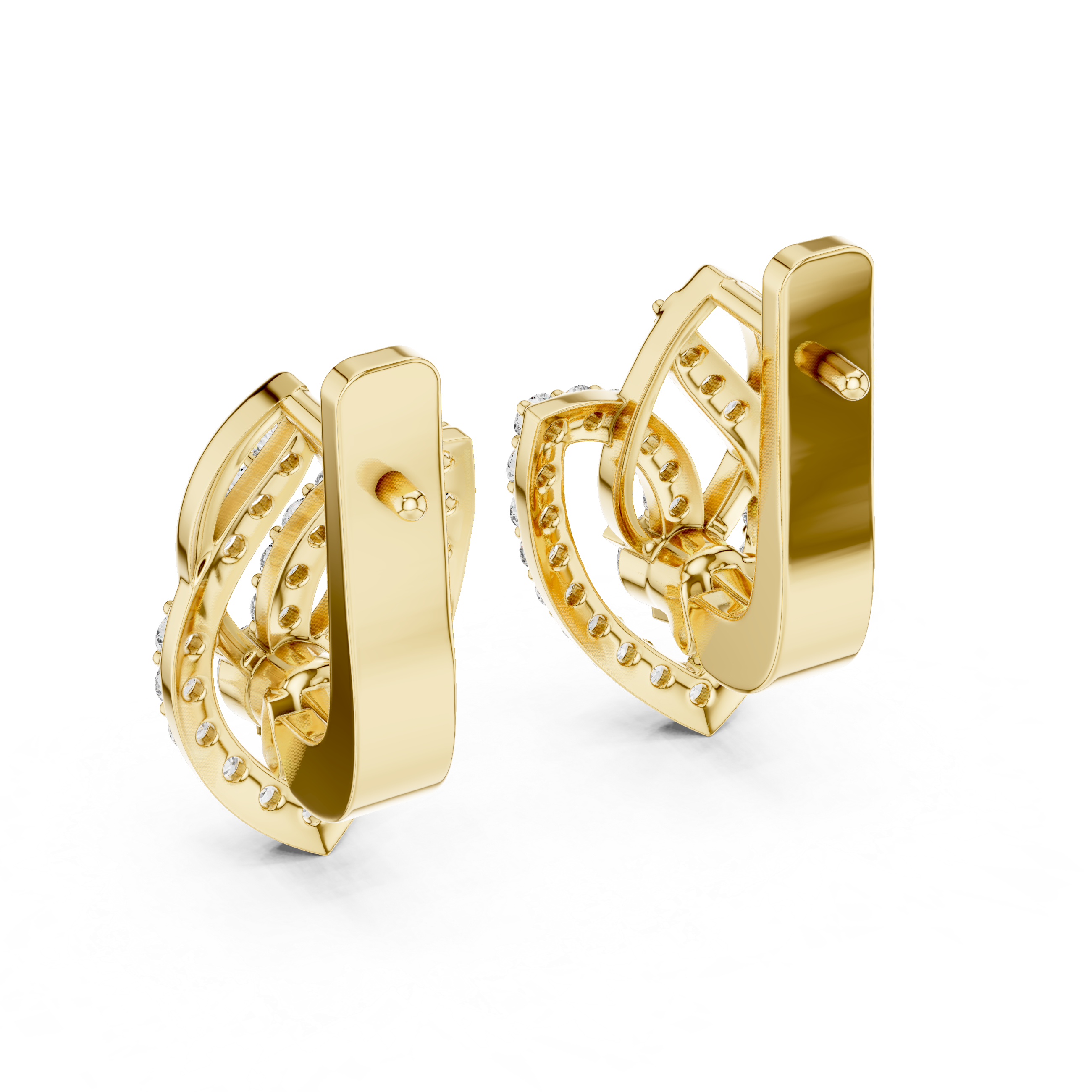 Brilliant Round Diamond Pavé Layered Teardrop Drop Earrings