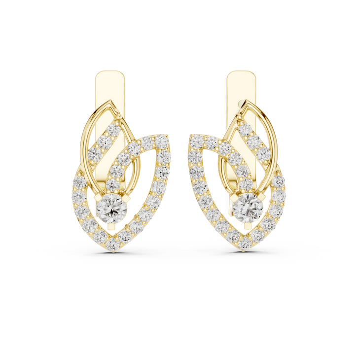 Brilliant Round Diamond Pavé Layered Teardrop Drop Earrings