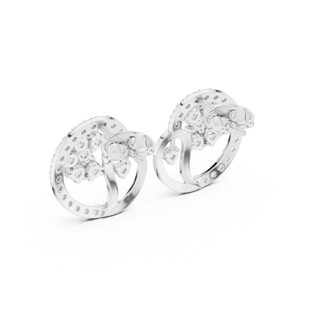 Luxury round diamond halo swirl cluster stud earrings for women