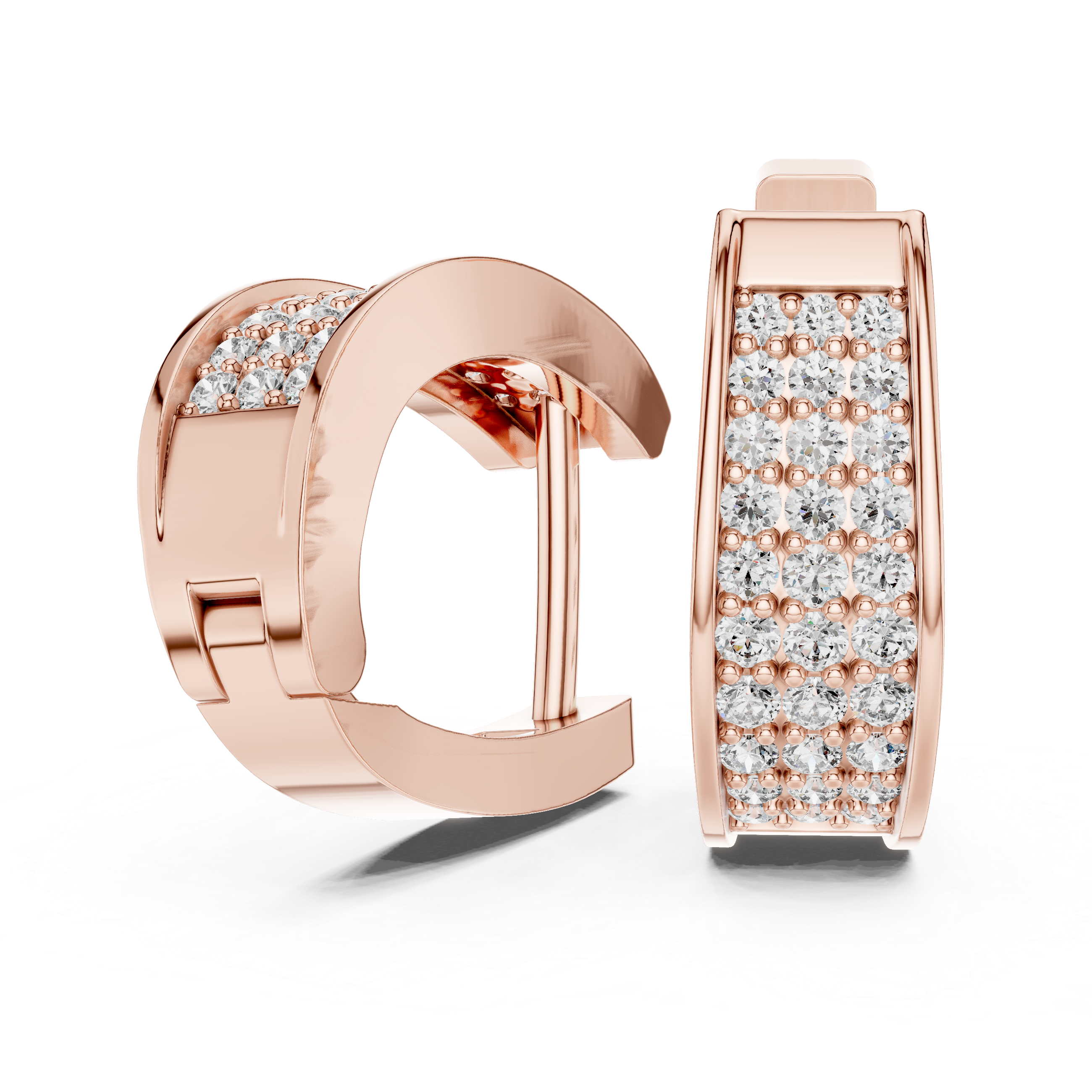 Round Brilliant Diamond Pavé Huggie Hoop Earrings