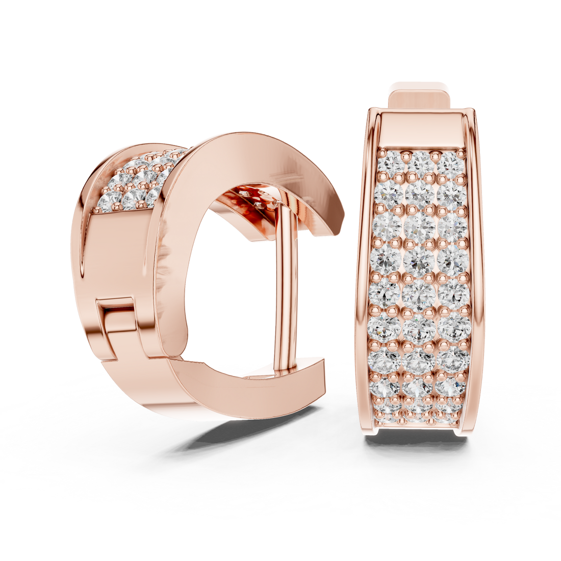 Round Brilliant Diamond Pavé Huggie Hoop Earrings