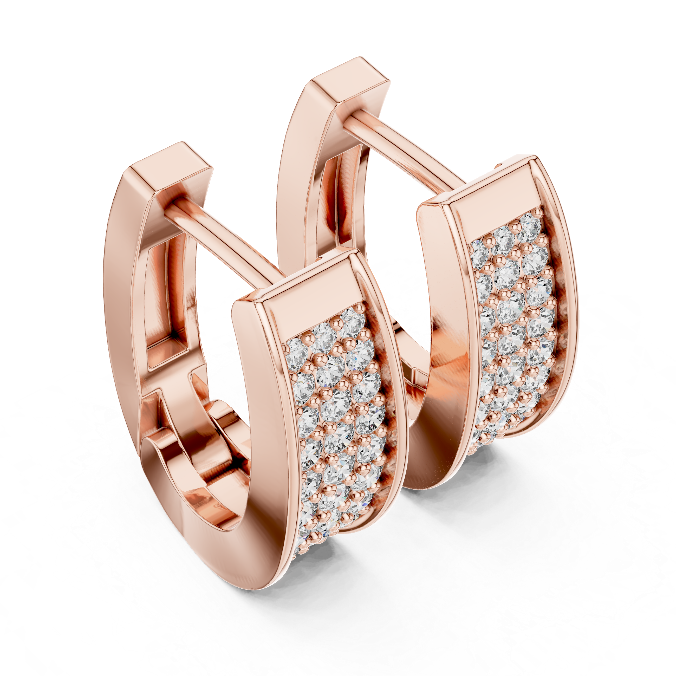 Round Brilliant Diamond Pavé Huggie Hoop Earrings