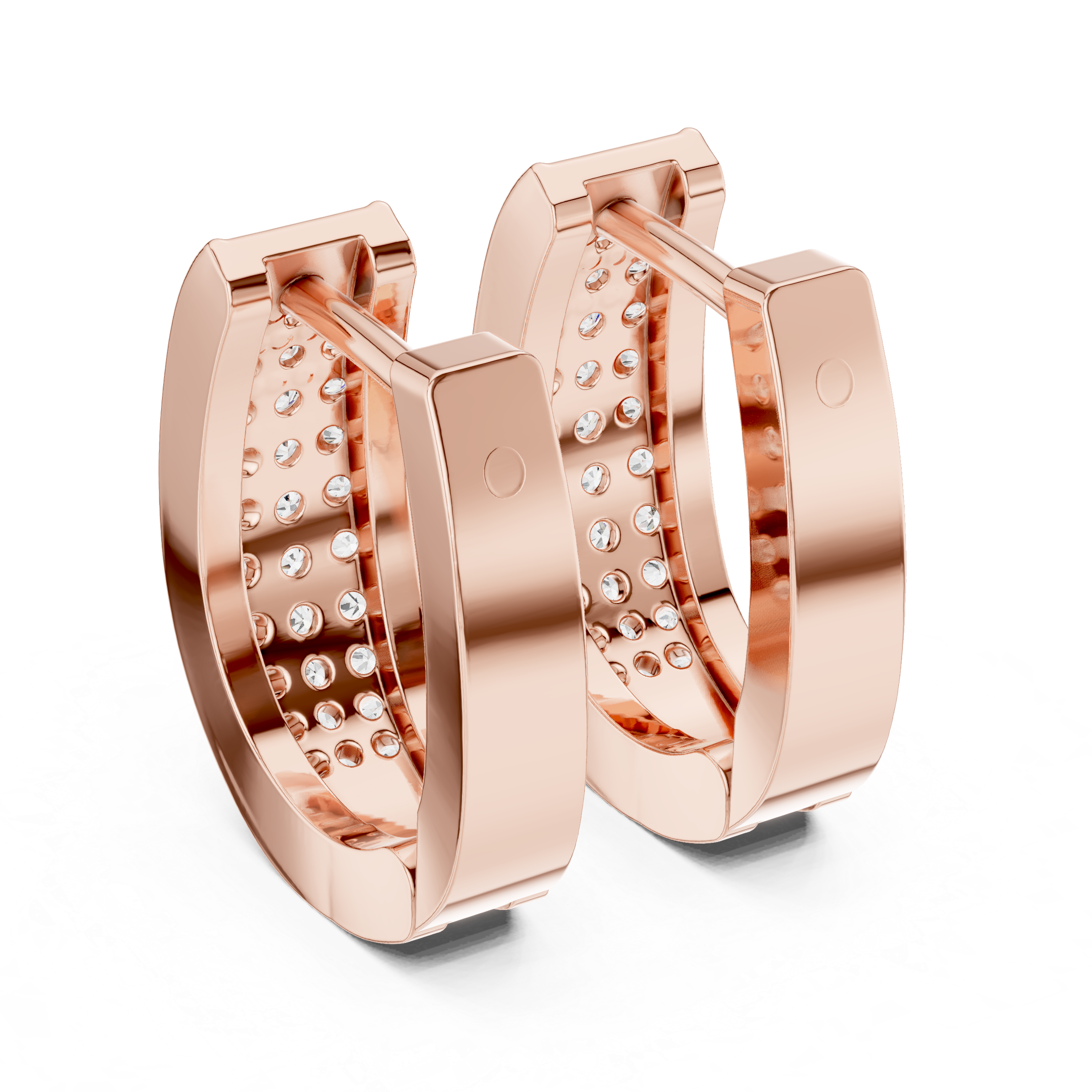 Round Brilliant Diamond Pavé Huggie Hoop Earrings