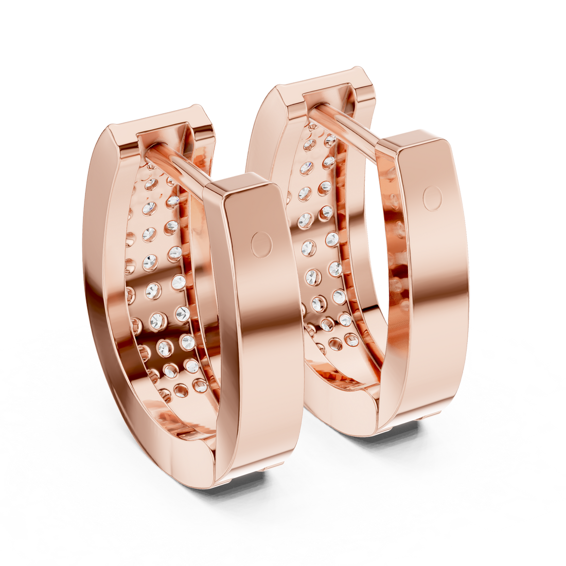 Round Brilliant Diamond Pavé Huggie Hoop Earrings