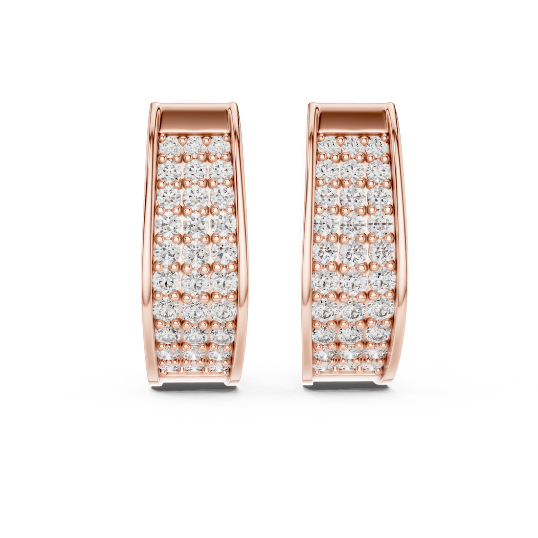 Round Brilliant Diamond Pavé Huggie Hoop Earrings