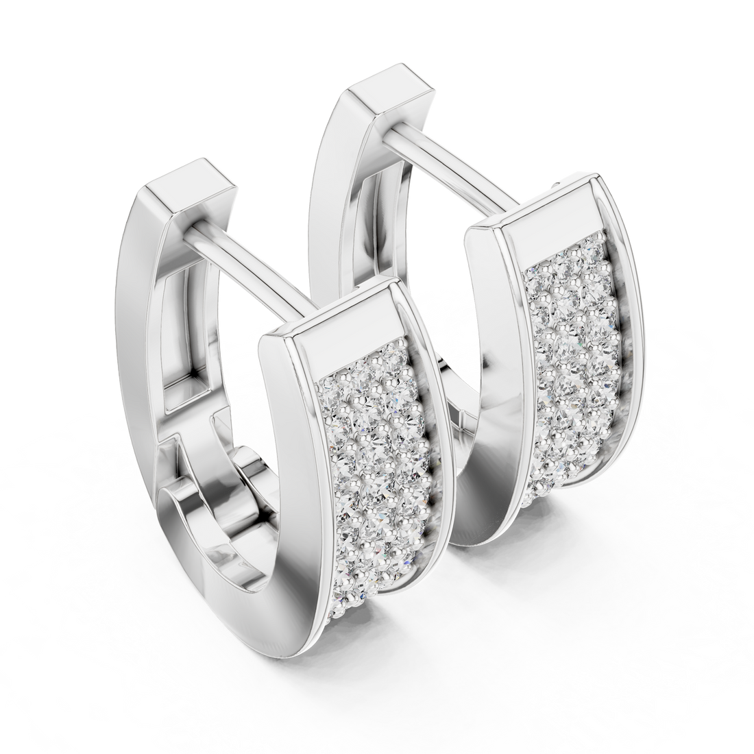 Round Brilliant Diamond Pavé Huggie Hoop Earrings