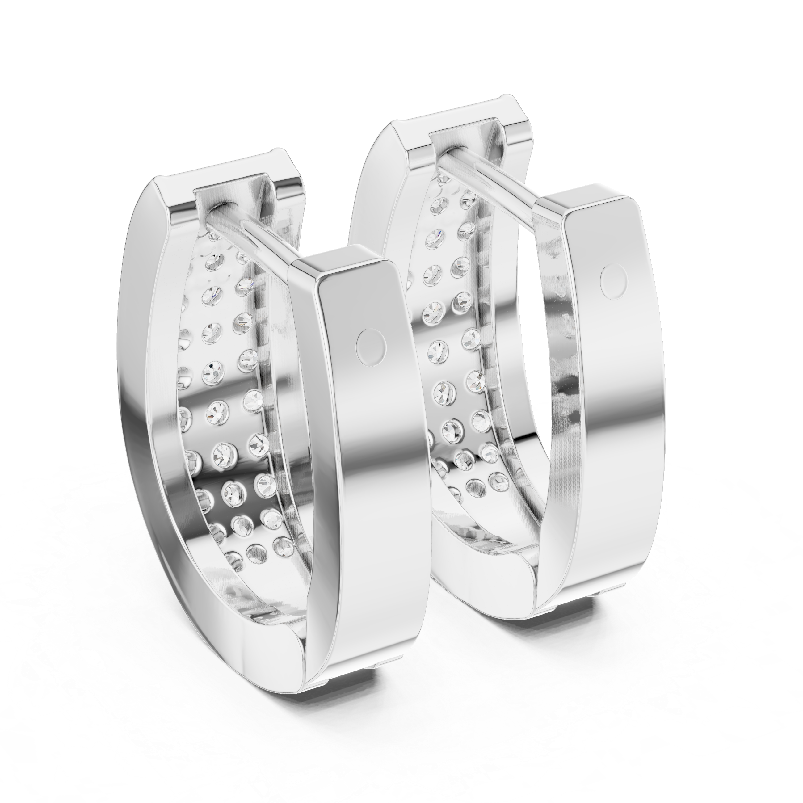 Round Brilliant Diamond Pavé Huggie Hoop Earrings