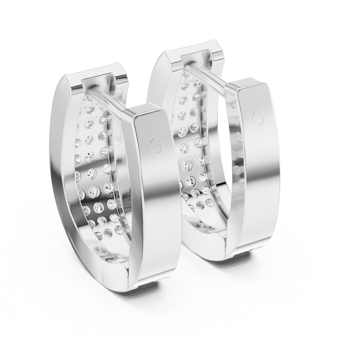 Round Brilliant Diamond Pavé Huggie Hoop Earrings