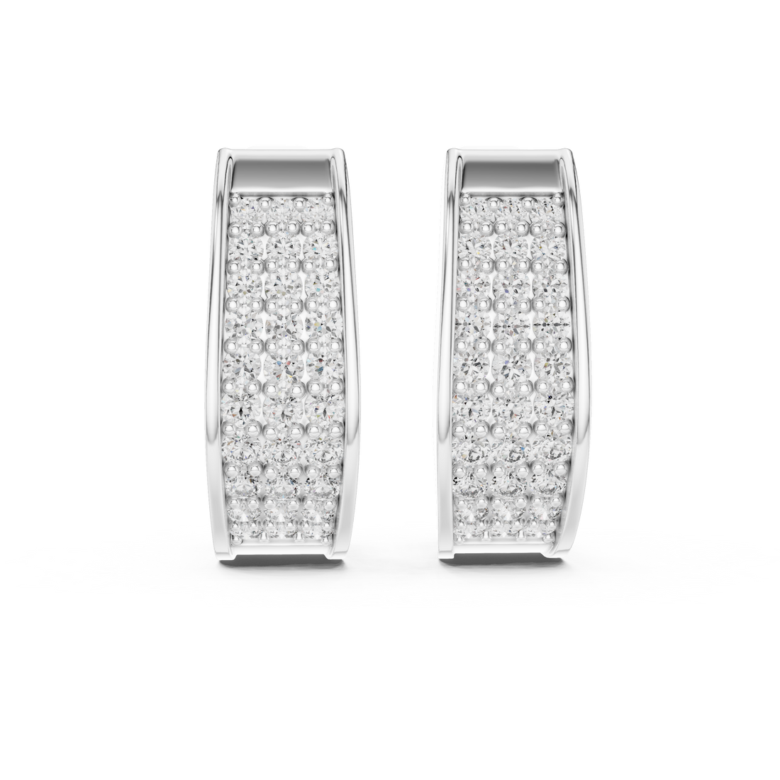 Round Brilliant Diamond Pavé Huggie Hoop Earrings