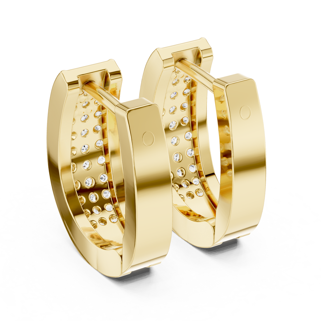 Round Brilliant Diamond Pavé Huggie Hoop Earrings