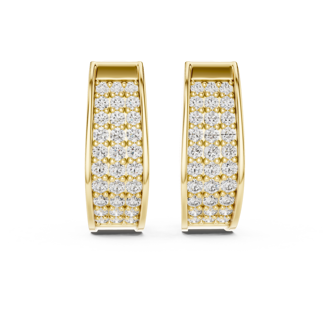 Round Brilliant Diamond Pavé Huggie Hoop Earrings