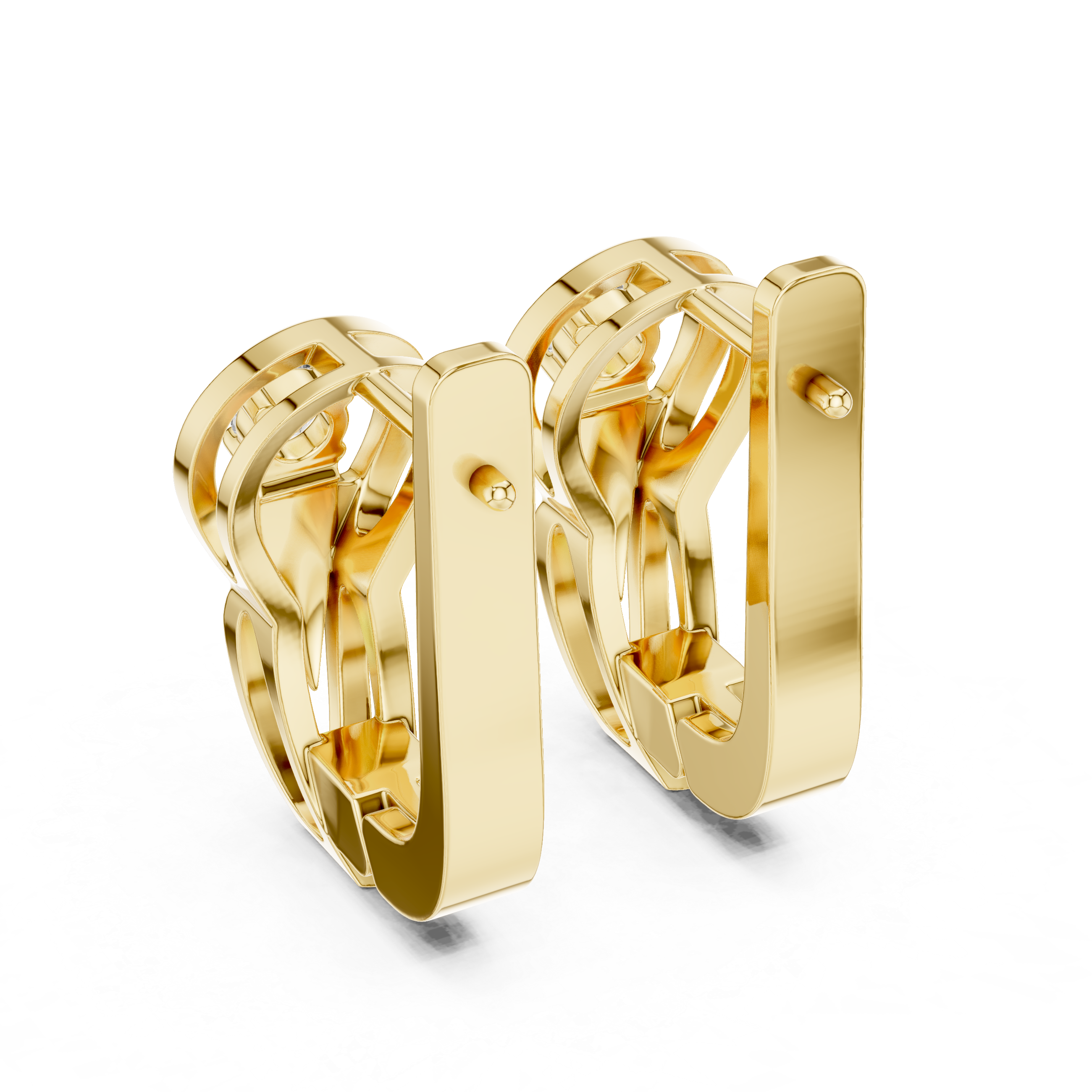 Solitaire Round Brilliant Diamond Modern Oval Hoop Earrings