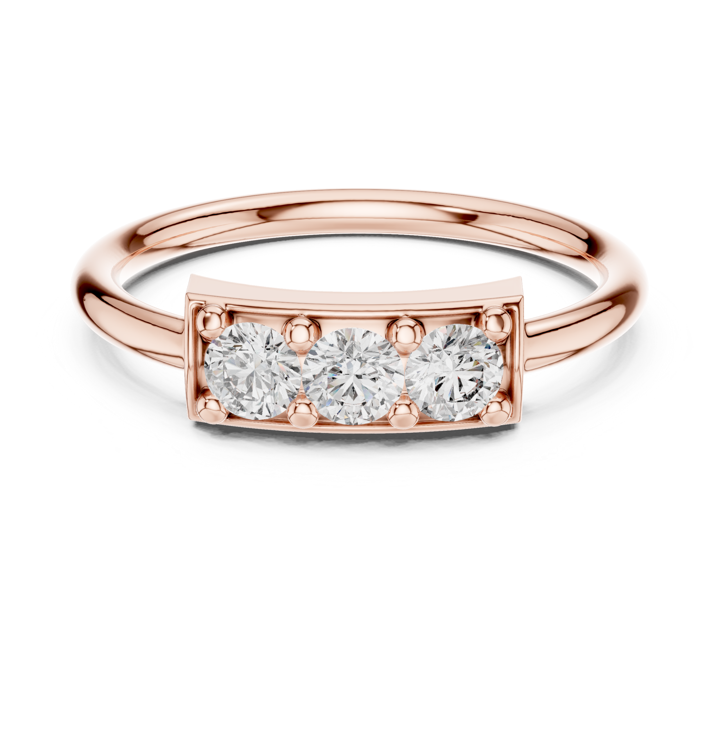 Stackable rings set with thin polished bands.