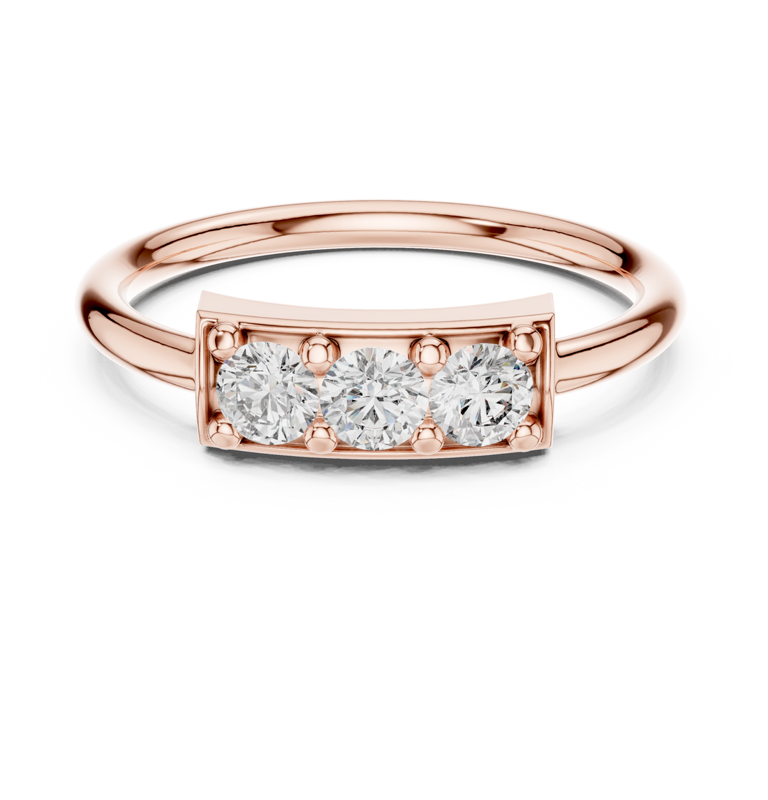 Stackable rings set with thin polished bands.