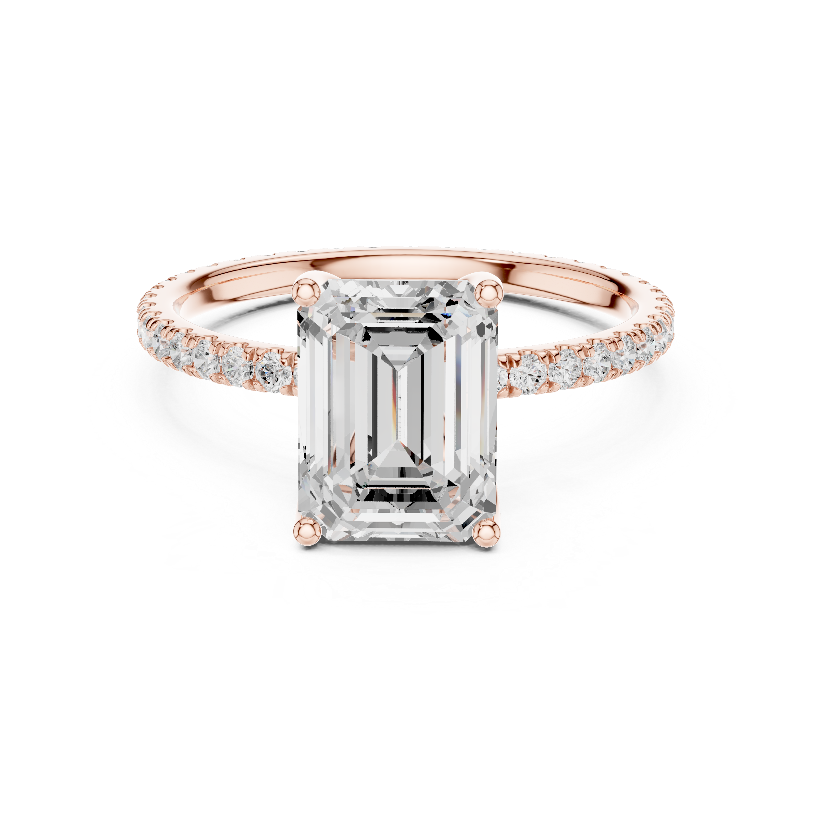 Rose gold eternity ring with continuous diamond row.