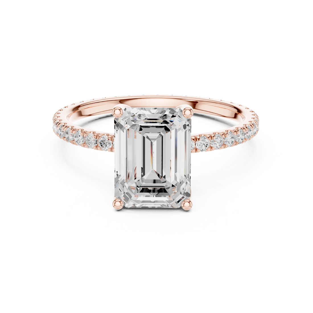 Rose gold eternity ring with continuous diamond row.