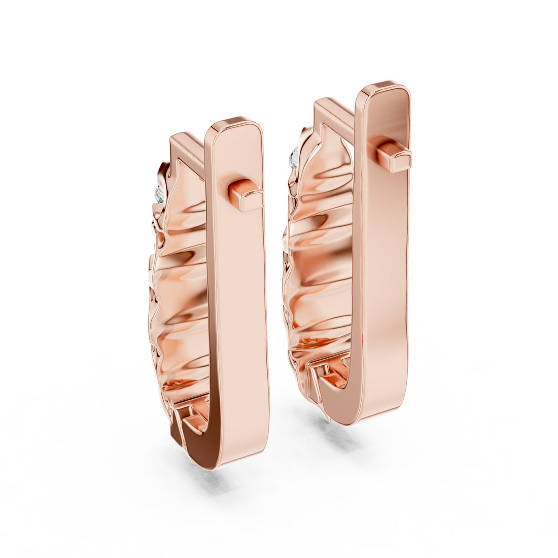 Round Brilliant Diamond Graduated Collet Set Bar Stud Earrings