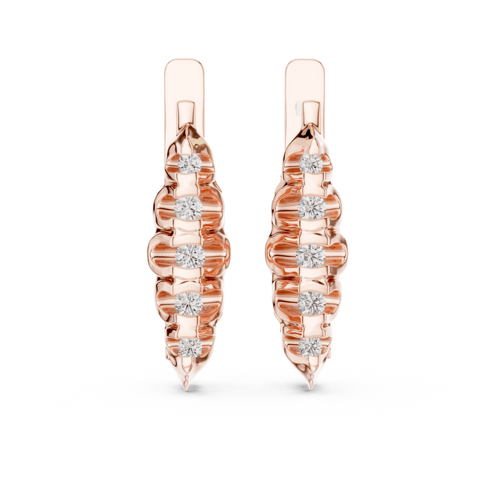 Round Brilliant Diamond Graduated Collet Set Bar Stud Earrings