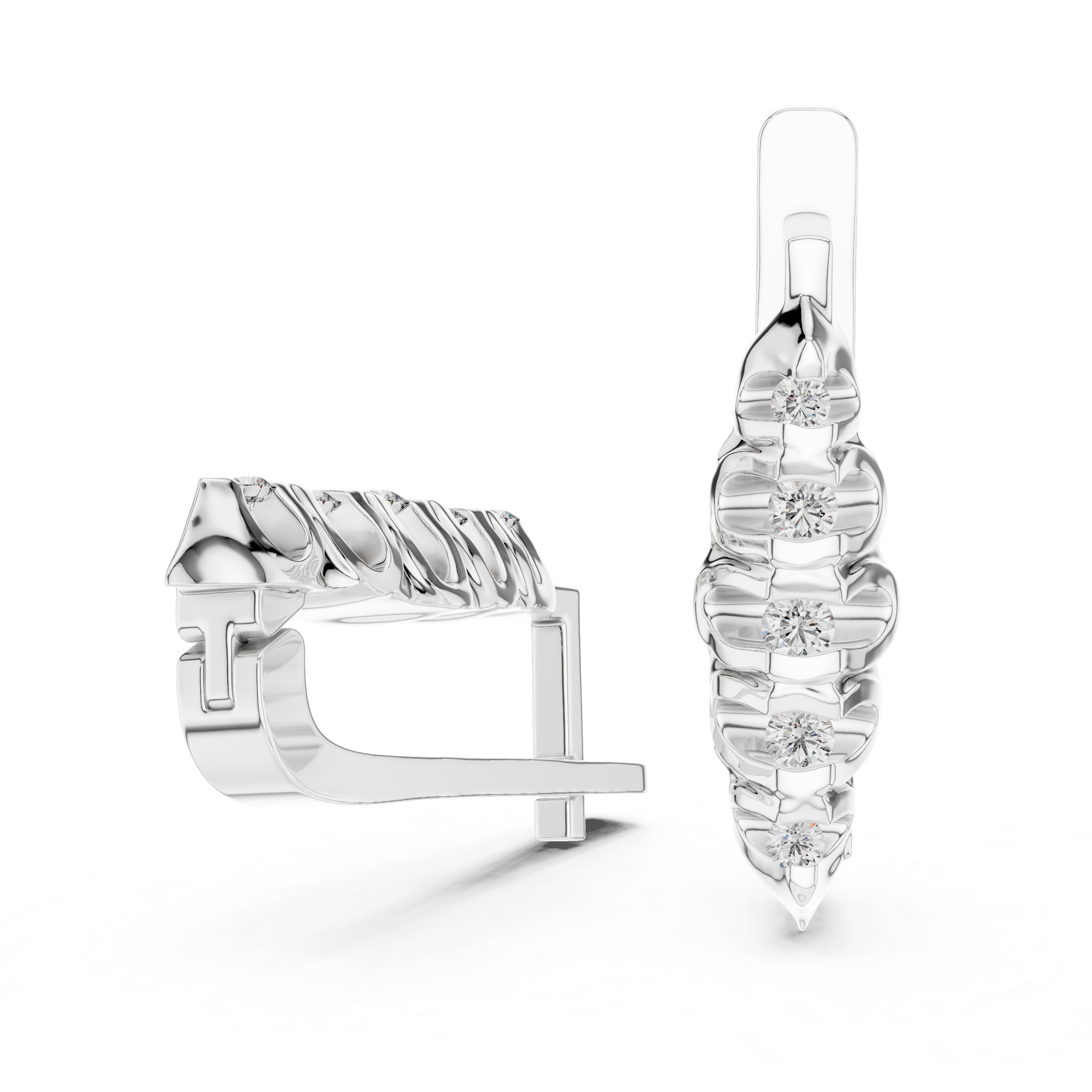 Round Brilliant Diamond Graduated Collet Set Bar Stud Earrings