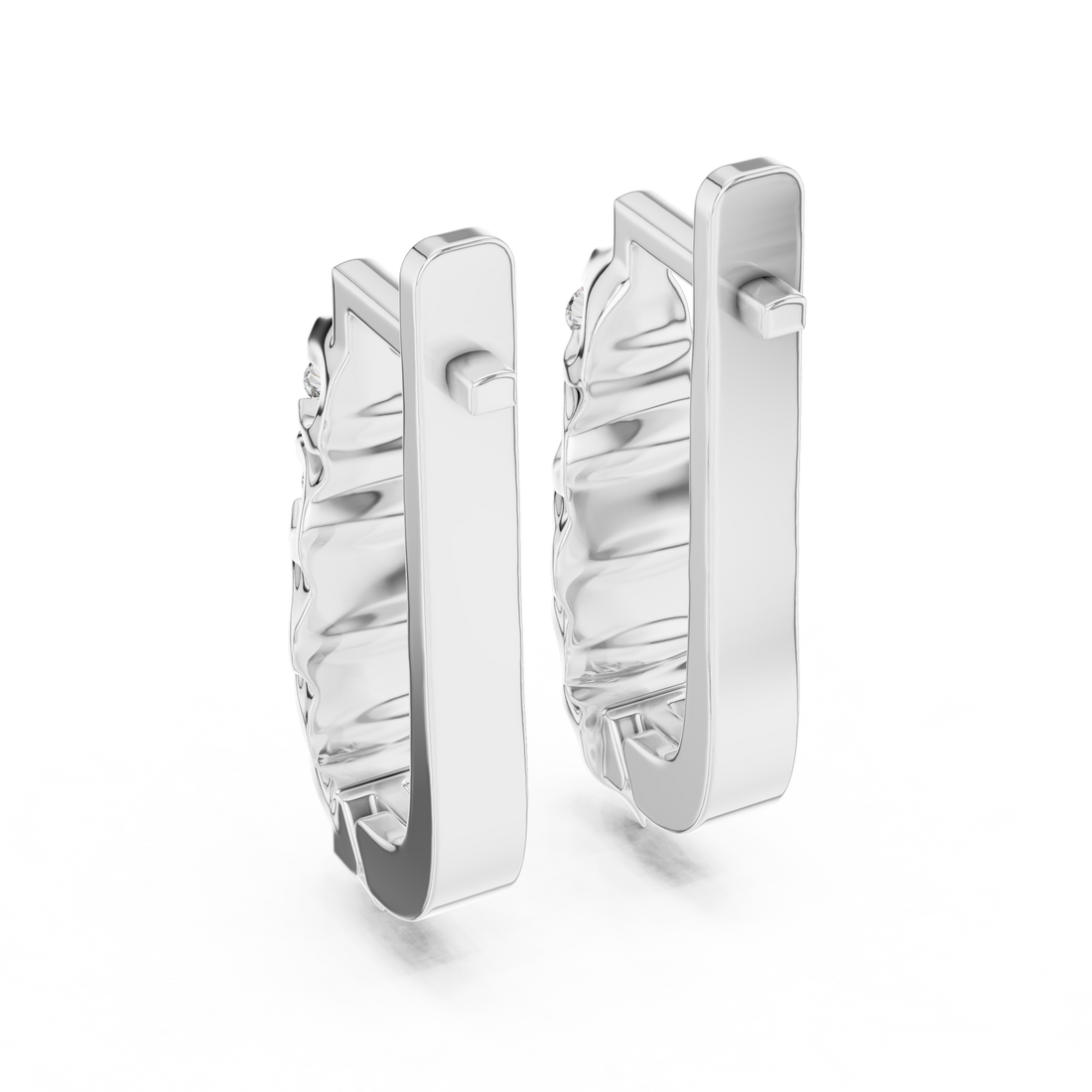 Round Brilliant Diamond Graduated Collet Set Bar Stud Earrings