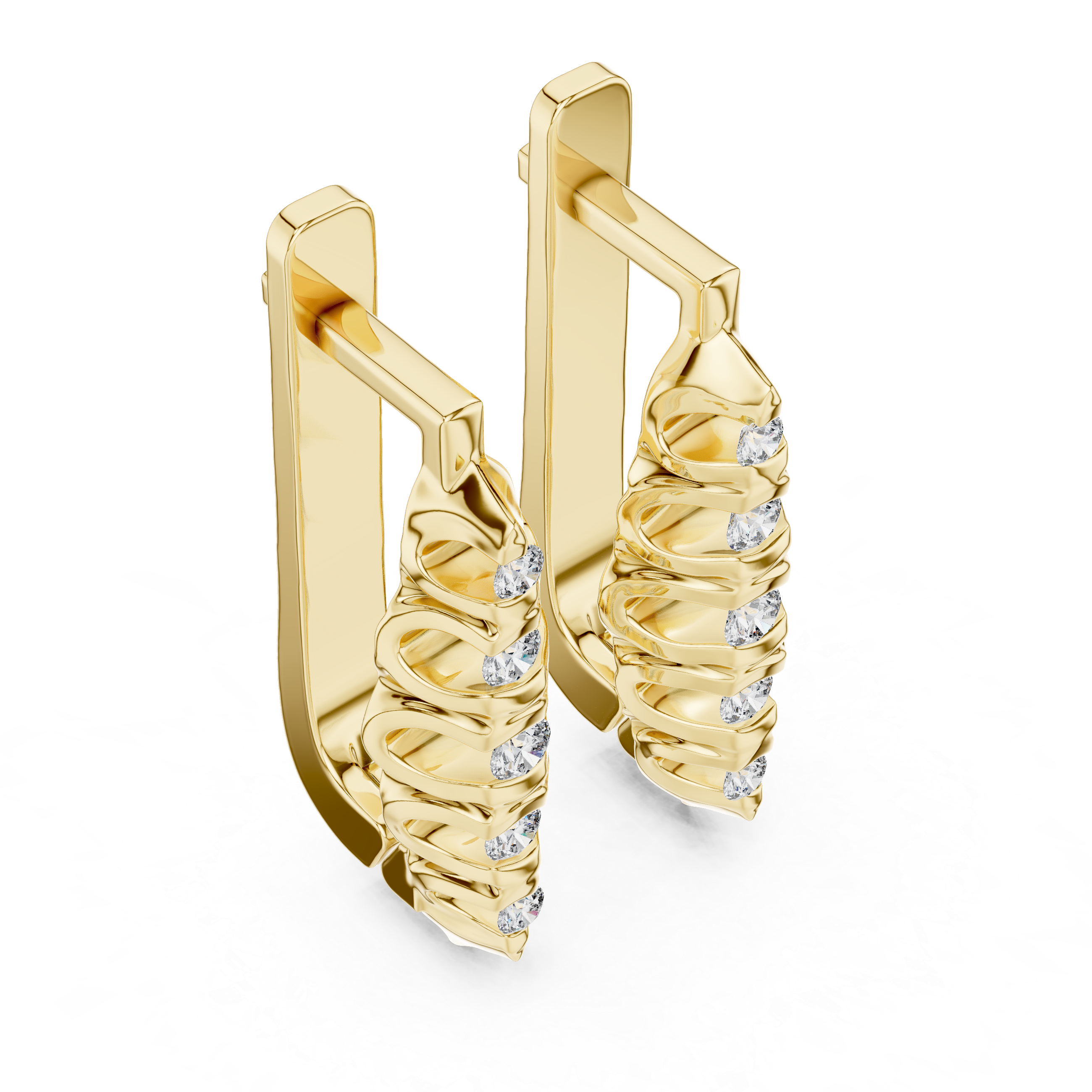 Round Brilliant Diamond Graduated Collet Set Bar Stud Earrings